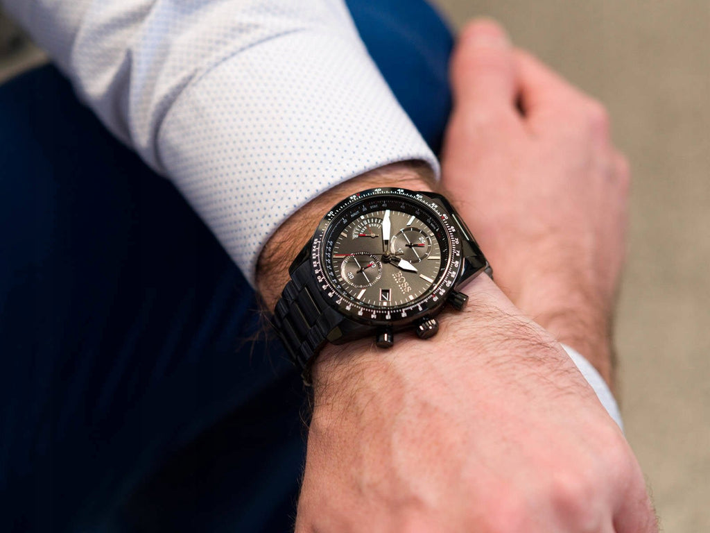 Hugo Boss Pilot Edition Chronograph Black Dial Black Steel Strap Watch for Men - 1513854 Buy Now By Hugo Boss