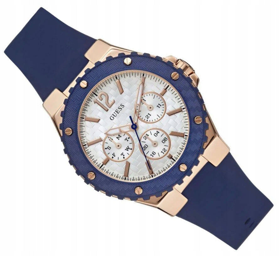 Guess Overdrive White Dial Blue Rubber Strap Watch for Women - W0149L5 Buy Now By Guess