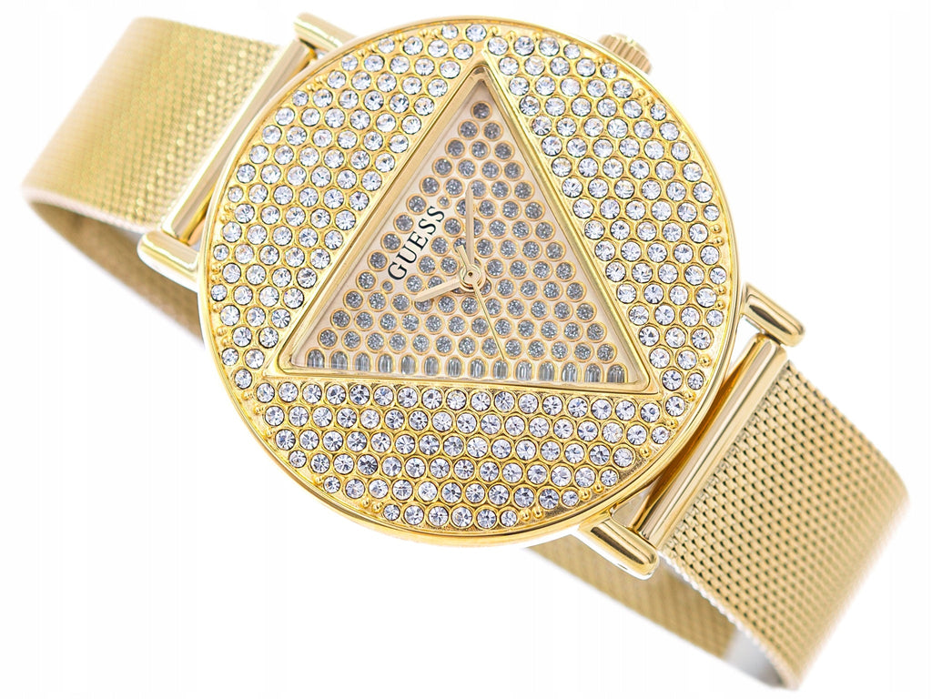 Guess Iconic Diamonds Gold Dial Gold Mesh Bracelet Watch For Women - GW0477L2 Buy Now By Guess