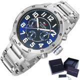 Tommy Hilfiger Trent Chronograph Blue Dial Silver Steel Strap Watch for Men - 1791053 Buy Now By Tommy Hilfiger
