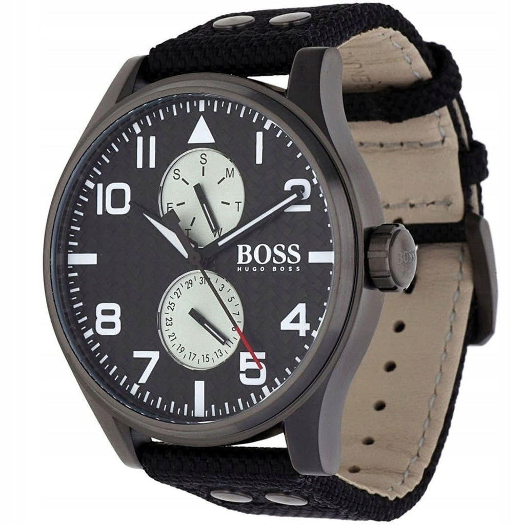 Hugo Boss Aeroliner Maxx Quartz Black Dial Black Nylon Strap Watch For Men - HB1513086 Buy Now By Hugo Boss