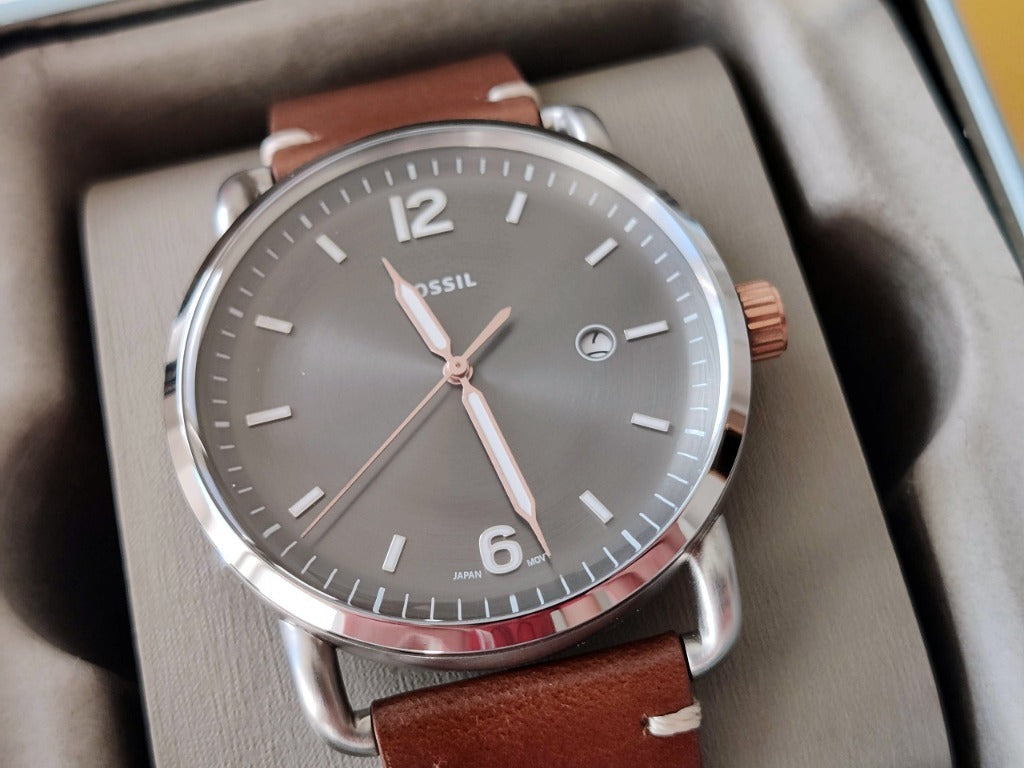 Fossil Commuter Grey Dial Brown Leather Strap Watch for Men - FS5417 Buy Now By Fossil