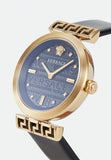 Versace Greca Meander Black Dial Black Leather Strap Watch for Women - VELW00420 Buy Now By Versace