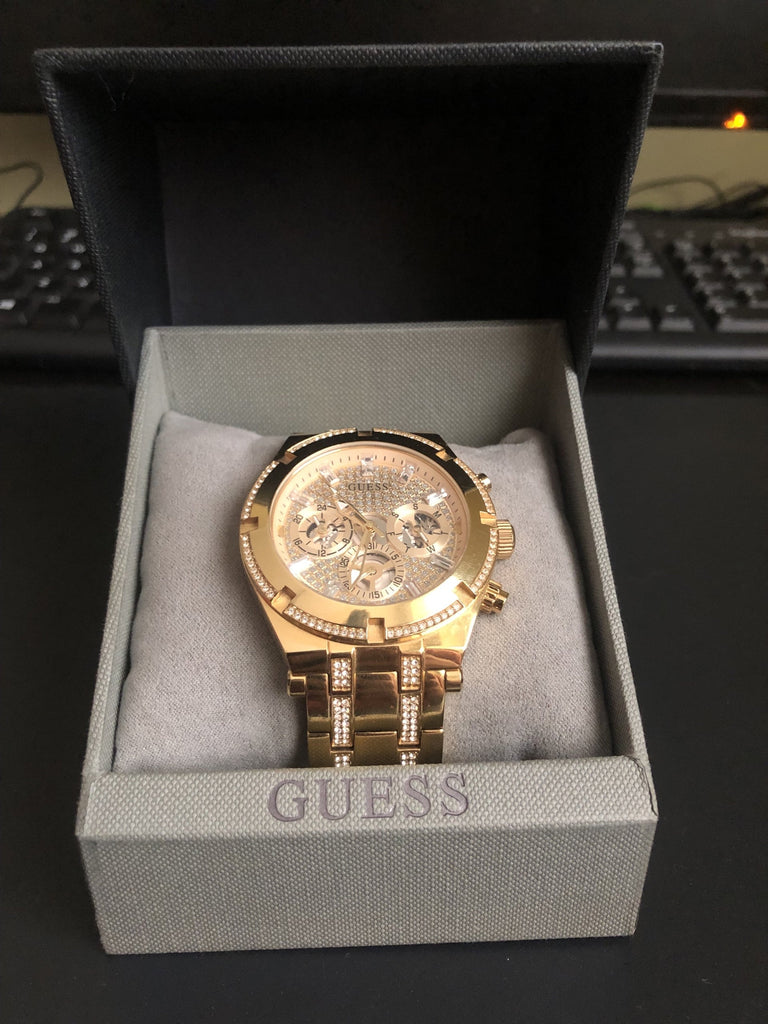 Guess Continental Diamonds Gold Dial Gold Steel Strap Watch for Men - GW0261G2 Buy Now By Guess
