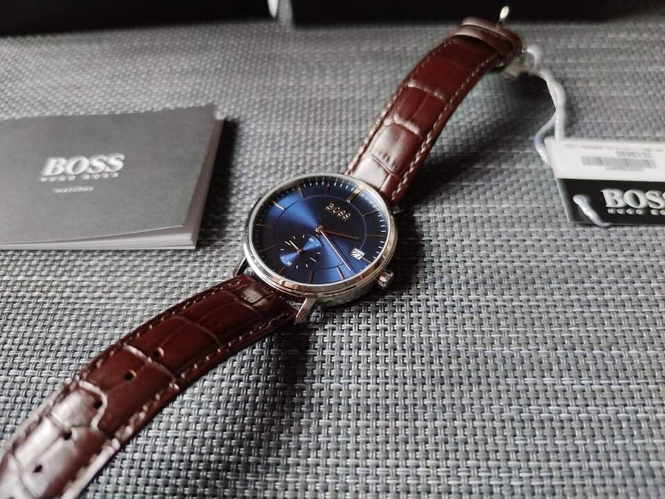 Hugo Boss Corporal Blue Dial Brown Leather Strap Watch for Men - 151363 Buy Now By Hugo Boss