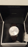 Calvin Klein Minimal Silver Dial Brown Leather Strap Watch for Men - K3M211G6 Buy Now By Calvin Klein
