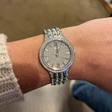 Bulova Crystal Collection Silver Dial Silver Steel Strap Watch for Women - 96L243 Buy Now By Bulova