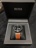 Hugo Boss Pilot Black Dial Brown Leather Strap Watch for Men - 1513851