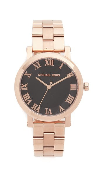 Michael Kors Noire Black Dial Rose Gold Steel Strap Watch for Women - MK3585 Buy Now By Michael Kors