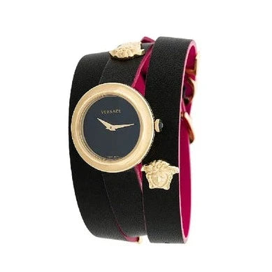 Versace V-Flare Quartz Black Dial Black Leather Strap Watch for Women - VEBN00218 Buy Now By Versace