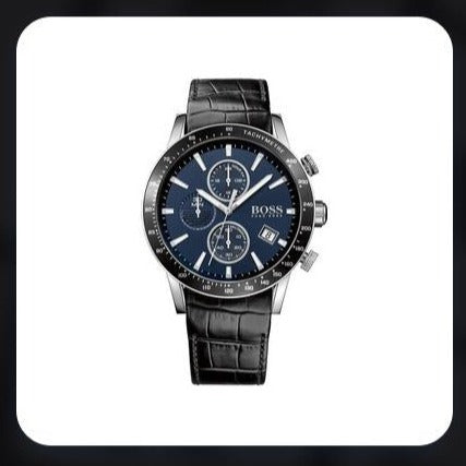 Hugo Boss Rafale Chronograph Quartz Blue Dial Black Leather Strap Watch For Men - HB1513391 Buy Now By Hugo Boss