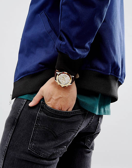 Hugo Boss Ikon White Dial Brown Leather Strap Watch for Men - 1513174 Buy Now By Hugo Boss