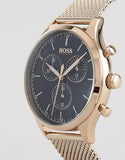 Hugo Boss Companion Quartz Black Dial Rose Gold Mesh Bracelet Watch For Men - HB1513548 Buy Now By Hugo Boss