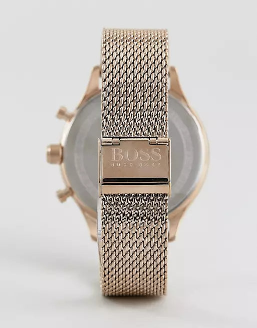 Hugo Boss Companion Quartz Black Dial Rose Gold Mesh Bracelet Watch For Men - HB1513548 Buy Now By Hugo Boss