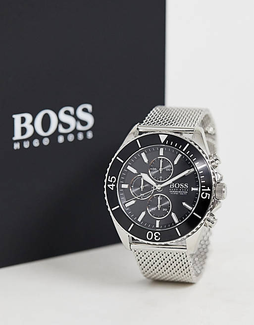 Hugo Boss Ocean Edition Black Dial Silver Mesh Bracelet Watch for Men - 1513701 Buy Now By Hugo Boss