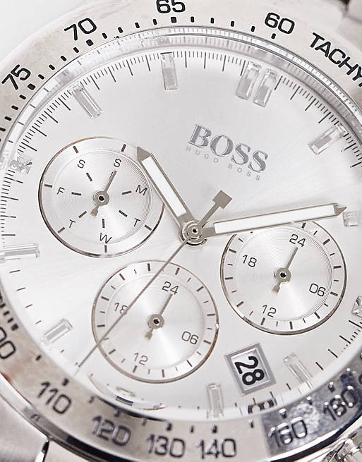 Hugo Boss Novia Chronograph Silver Dial Silver Steel Strap Watch for Women - 1502616 Buy Now By Hugo Boss