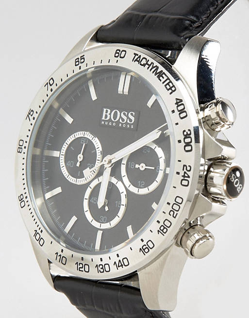 Hugo Boss Ikon Black Dial Black Leather Strap Watch for Men - 1513178 Buy Now By Hugo Boss