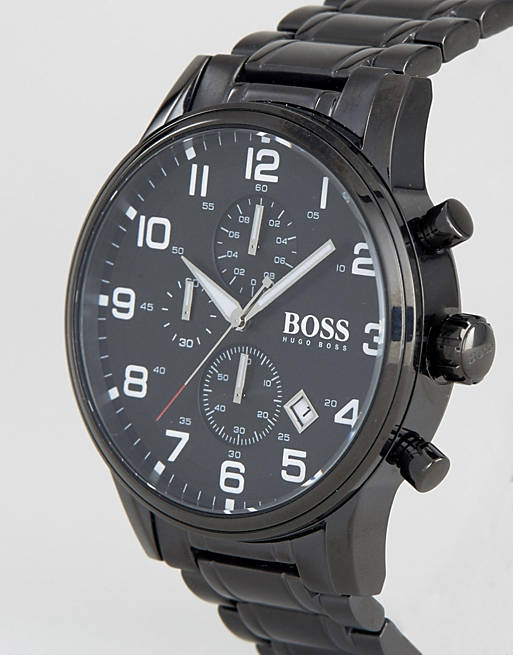 Hugo Boss Chronograph Black Dial Black Steel Strap Watch for Men - 1513180 Buy Now By Hugo Boss