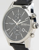 Hugo Boss Jet Black Dial Black Leather Strap Watch for Men - 1513279 Buy Now By Hugo Boss