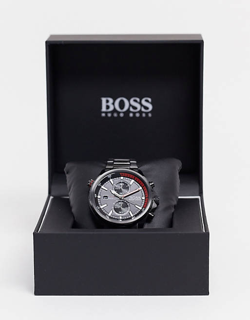 Hugo Boss Globetrotter Black Dial Black Steel Strap Watch for Men - 1513825 Buy Now By Hugo Boss