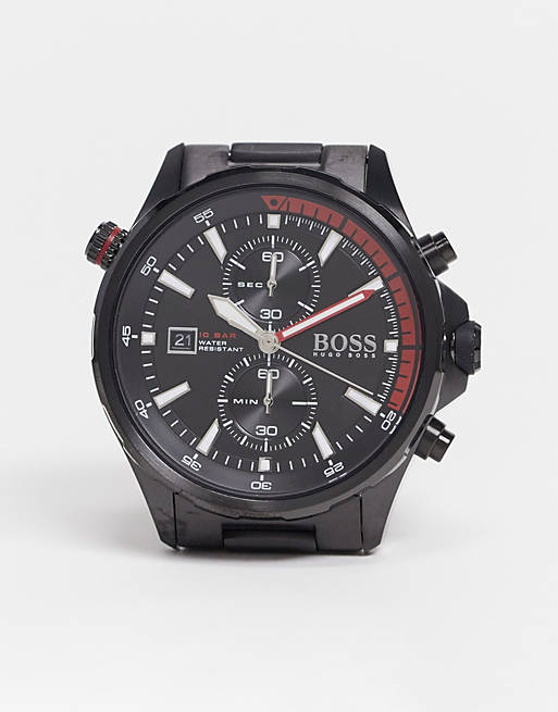 Hugo Boss Globetrotter Black Dial Black Steel Strap Watch for Men - 1513825 Buy Now By Hugo Boss