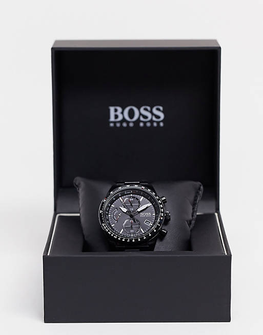 Hugo Boss Pilot Edition Chronograph Black Dial Black Steel Strap Watch for Men - 1513854 Buy Now By Hugo Boss