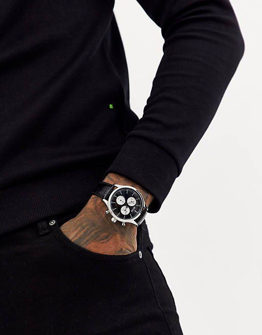 Hugo Boss Companion Black Dial Black Leather Strap Watch for Men - 1513543 Buy Now By Hugo Boss