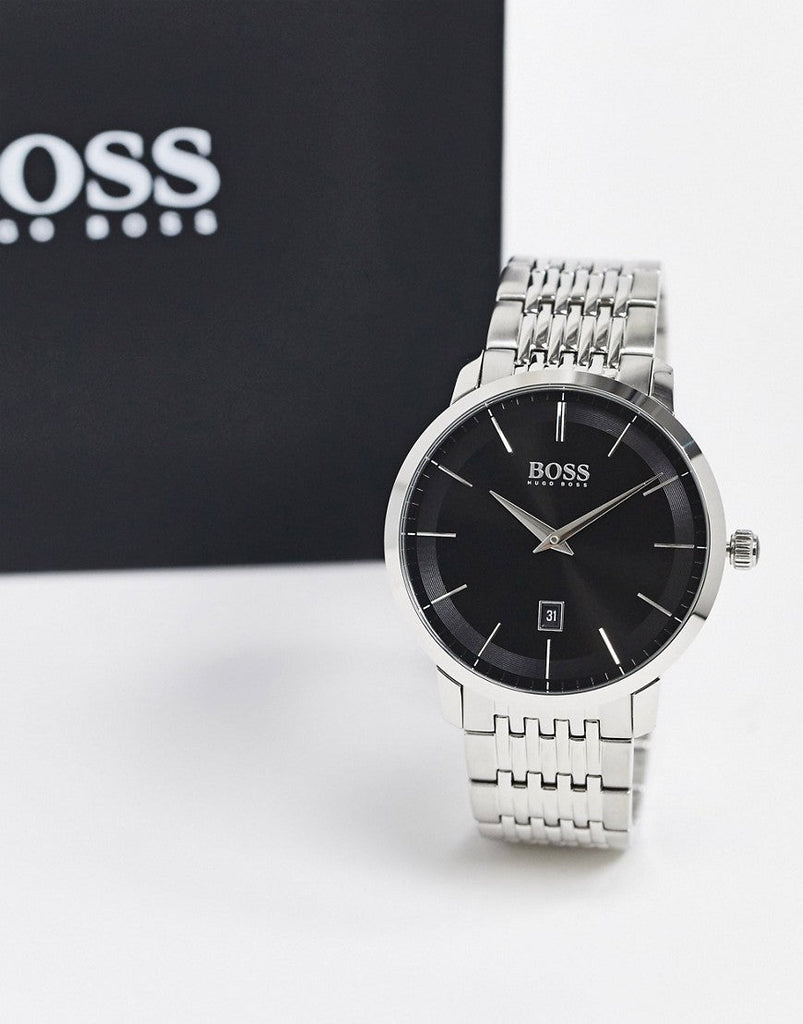 Hugo Boss Officer Black Dial Silver Steel Strap Watch for Men - 1513614 Buy Now By Hugo Boss