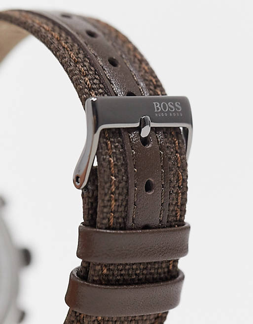 Hugo Boss Spirit White Dial Brown Nylon Strap Watch for Men - 1513690 Buy Now By Hugo Boss