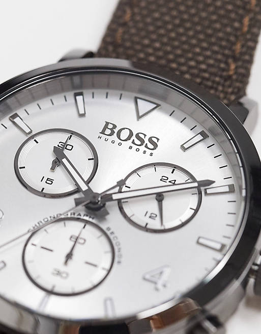 Hugo Boss Spirit White Dial Brown Nylon Strap Watch for Men - 1513690 Buy Now By Hugo Boss