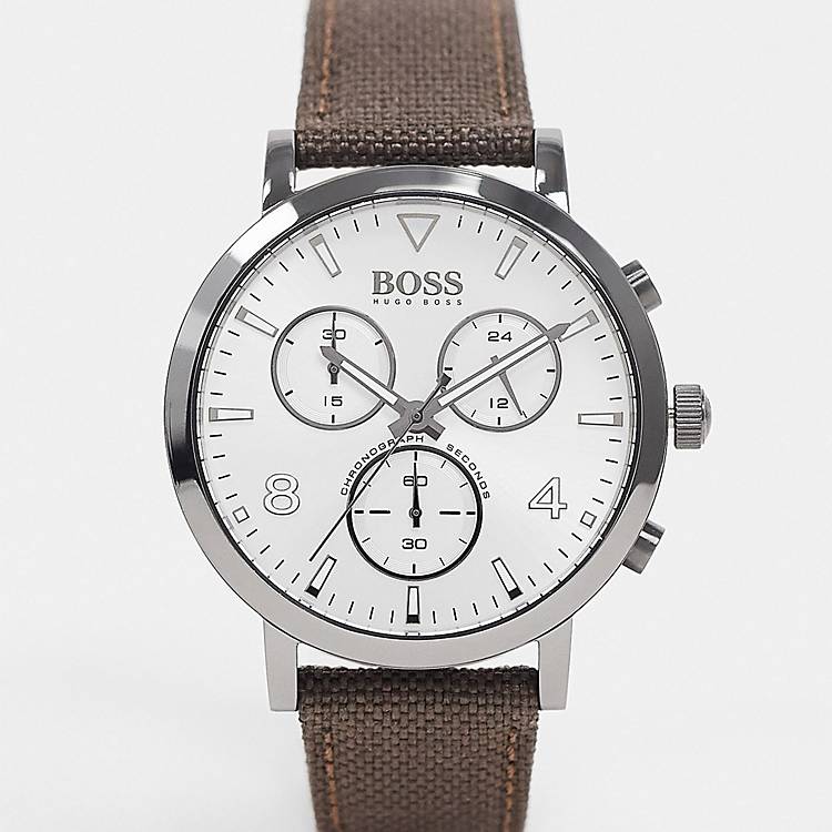 Hugo Boss Spirit White Dial Brown Nylon Strap Watch for Men - 1513690 Buy Now By Hugo Boss