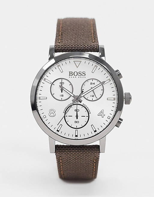 Hugo Boss Spirit White Dial Brown Nylon Strap Watch for Men - 1513690 Buy Now By Hugo Boss