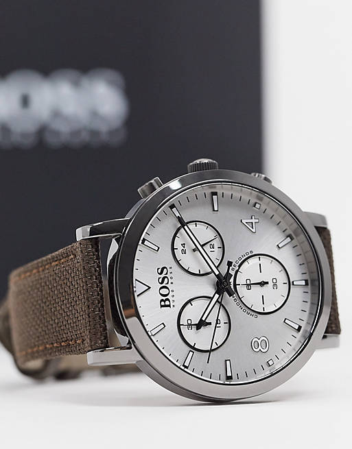 Hugo Boss Spirit White Dial Brown Nylon Strap Watch for Men - 1513690 Buy Now By Hugo Boss