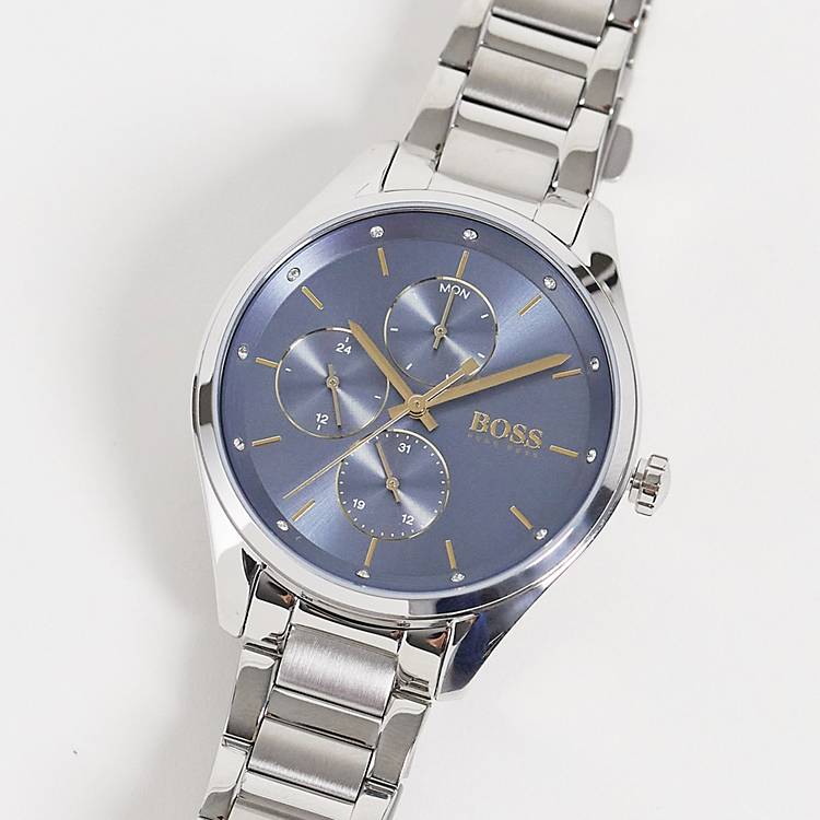 Hugo Boss Grand Course Blue Dial Silver Steel Strap Watch for Women - 1502583 Buy Now By Hugo Boss