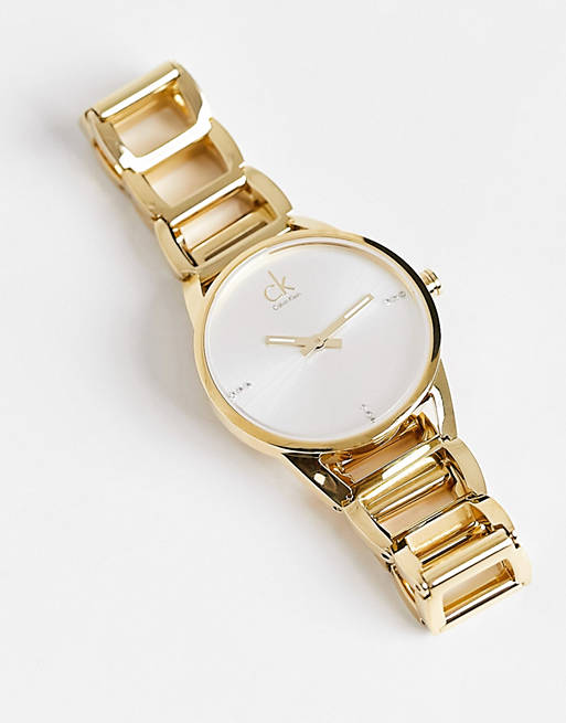 Calvin Klein Stately White Dial Gold Steel Strap Watch for Women - K3G2352W Buy Now By Calvin Klein