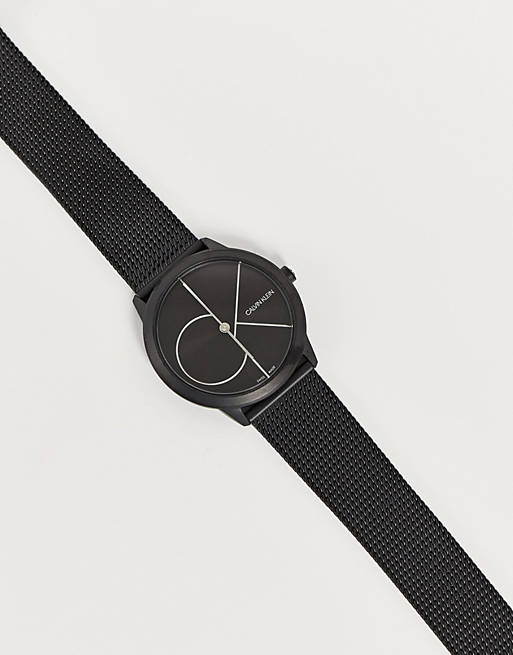 Calvin Klein Minimal Black Dial Black Mesh Bracelet Watch for Men - K3M514B1 Buy Now By Calvin Klein