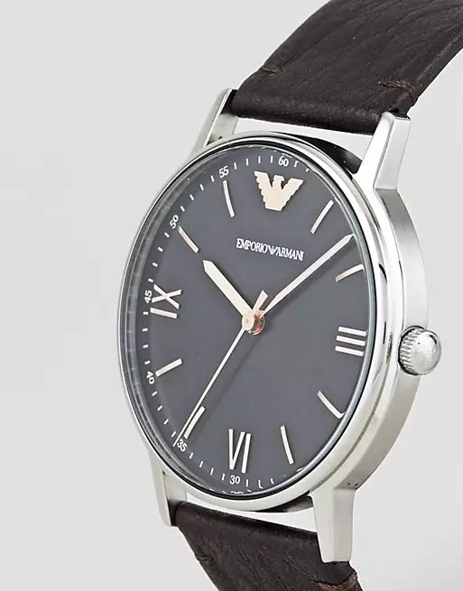 Emporio Armani Kappa Quartz Black Dial Brown Leather Strap Watch For Men - AR11153 Buy Now By Emporio Armani