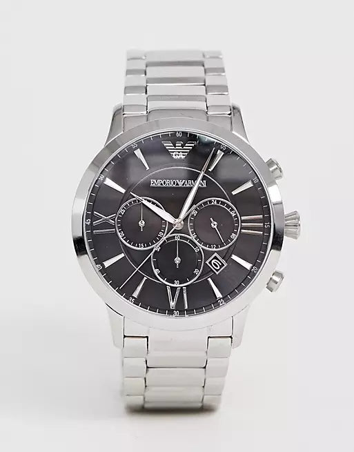 Emporio Armani Giovanni Chronograph Black Dial Silver Steel Strap Watch For Men - AR11208 Buy Now By Emporio Armani