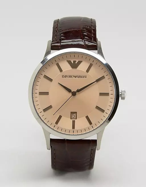 Emporio Armani Classic Quartz Brown Dial Brown Leather Strap Watch For Men - AR2427 Buy Now By Emporio Armani