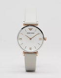 Emporio Armani Gianni T Bar Quartz Mother of Pearl Dial White Leather Strap Watch For Women - AR1965 Buy Now By Emporio Armani