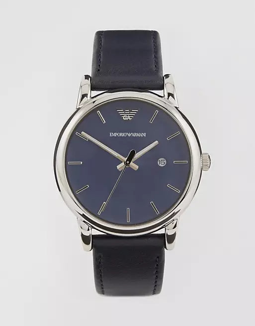 Emporio Armani Classic Quartz Blue Dial Black Leather Strap Watch For Men - AR1731 Buy Now By Emporio Armani