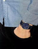 Emporio Armani Classic Quartz Blue Dial Black Leather Strap Watch For Men - AR1731 Buy Now By Emporio Armani
