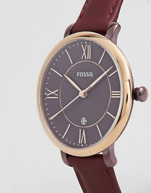 Fossil Jacqueline Burgundy Dial Burgundy Leather Strap Watch for Women - ES4099 Buy Now By Fossil