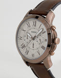Fossil Grant Chronograph White Dial Brown Leather Strap Watch for Men - FS5344 Buy Now By Fossil