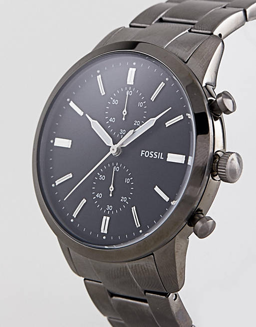 Fossil Townsman Chronograph Black Dial Silver Steel Strap Watch for Men - FS5349 Buy Now By Fossil