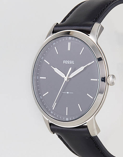 Fossil The Minimalist Three Hand Black Dial Black Leather Strap Watch for Men - FS5398 Buy Now By Fossil
