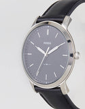 Fossil The Minimalist Three Hand Black Dial Black Leather Strap Watch for Men - FS5398 Buy Now By Fossil