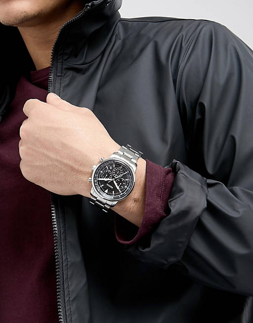 Fossil Goodwin Chronograph Black Dial Silver Steel Strap Watch for Men - FS5412 Buy Now By Fossil