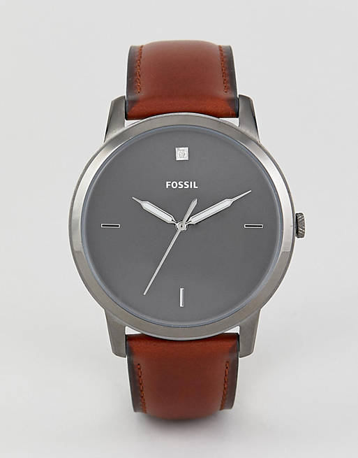 Fossil The Minimalist 3H Grey Dial Brown Leather Strap Watch for Men - FS5479 Buy Now By Fossil