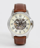Fossil Grant Automatic Beige Skeleton Dial Brown Leather Strap Watch for Men - ME3099 Buy Now By Fossil
